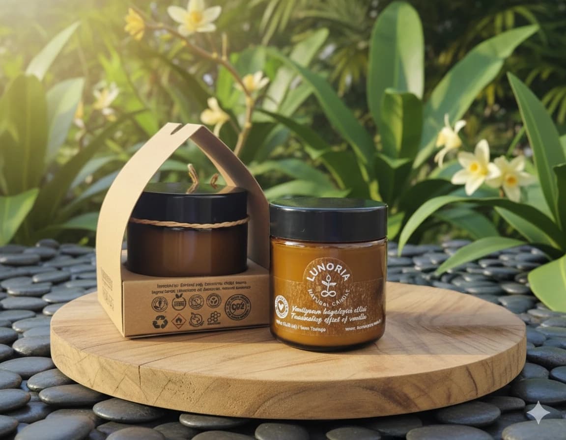 Lunoria Vanilya Kokulu %100 Doğal Mum – Sıcak ve Huzur Veren Aromaterapi Mum