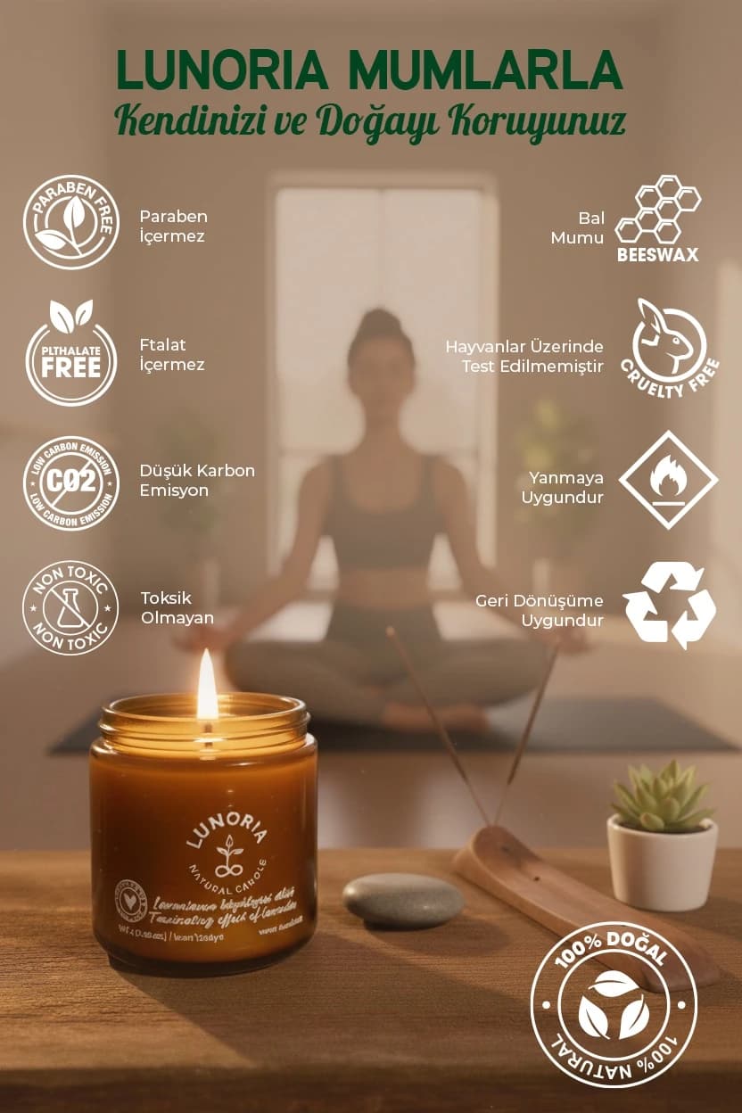 Lunoria Lavanta Kokulu %100 Doğal Mum – Rahatlatıcı Aromaterapi Mum