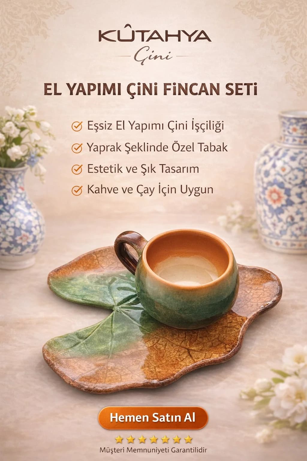 Adaçayı Okaliptüs KafurKokulu Doğal El Yapımı Mum (Kütahya Çini El Yapımı Fincanda)