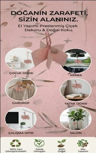 Geri Dönüştürülmüş Doğal Kokulu Kağıt Tarçın Pembe Çiçek Desen