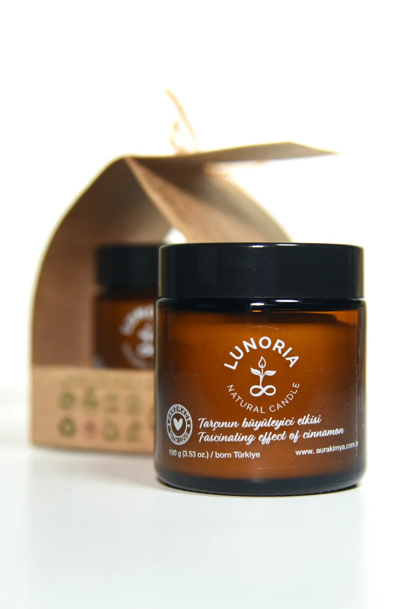 Lunoria Tarçın Kokulu %100 Doğal Mum – Enerji Veren Aromaterapi Mum
