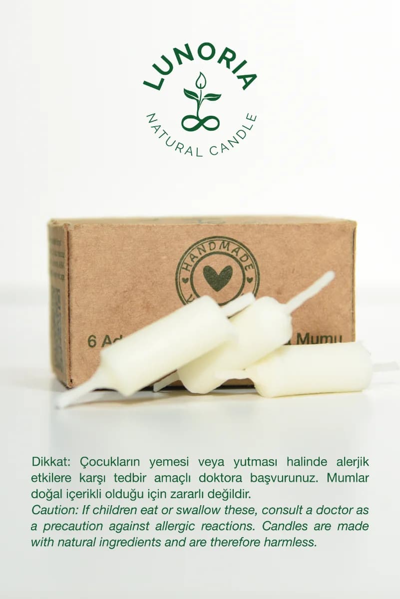 6'lı %100 Doğal Çocuklar İçin Pasta Mumu